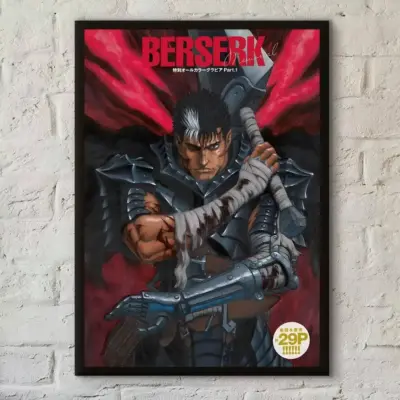 Anime Berserk Guts Black Swordsman Retro Wall Art