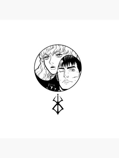 Alternative view of Guts And Griffith Eclipse Profile Berserk Manga Throw Pillow