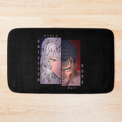 Scribble White Hawk And Black Swordsman Bath Mat