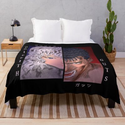 Scribble White Hawk And Black Swordsman Throw Blanket