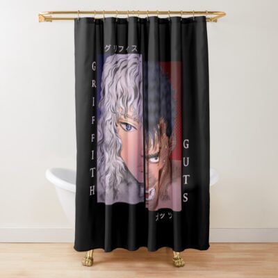 Scribble White Hawk And Black Swordsman Shower Curtain