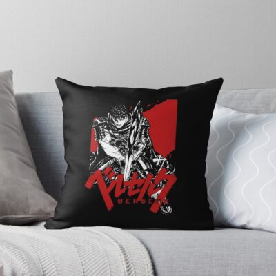 Anime Berserk Guts Black Swordsman Vintage Design Throw Pillow